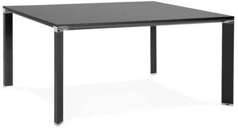 Schwarzer Bürotisch XL | Quadratischer Konferenztisch | Schreibtisch für Großraumbüros | 160x160 cm | Stabiles Metallgestell | Chromakzente | Professionelles Design | Vielseitig einsetzbar | KERIX