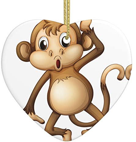Niedlicher Affen-Weihnachts-Keramik-Liebesanhänger, Weihnachtsdekoration, hängende Baumschmuck, Heimdekoration