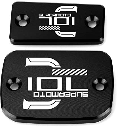 Super Vici Motorrad CNC Bremsflüssigkeit Zylinder Hauptbremsbehälterdeckel Zubehör Kompatibel mit HUSQ.VARNA 701 Supermoto 2016 2017 2018 2019 2020 2021 (Schwarz-1)