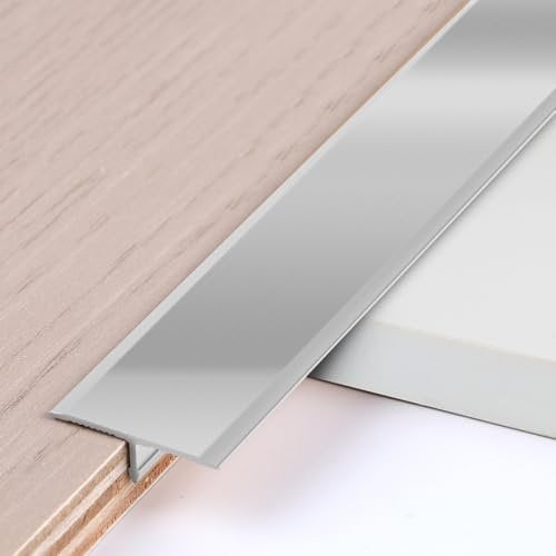 EFUTURETIME 3 pz. Modanature a T in Alluminio 0,9 m × 2 cm per Transizioni tra Piastrelle, Pavimenti, Moquette, Argento