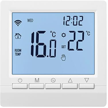 Irishom Termostato Inteligente para Caldera,Controlador de Caldera con Cable y Funcionamiento a batería con Pantalla Digital LCD, termostato programable semanal de Ahorro de energía 5+2