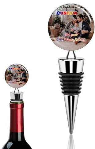 LSDINDF Bouchon de Bouteille Personnalisés, Photo et Texte personnalisés, Cadeau pour Les Amateurs de vin, Cadeau de Mariage, Cadeau Souvenir d'anniversaire idéal