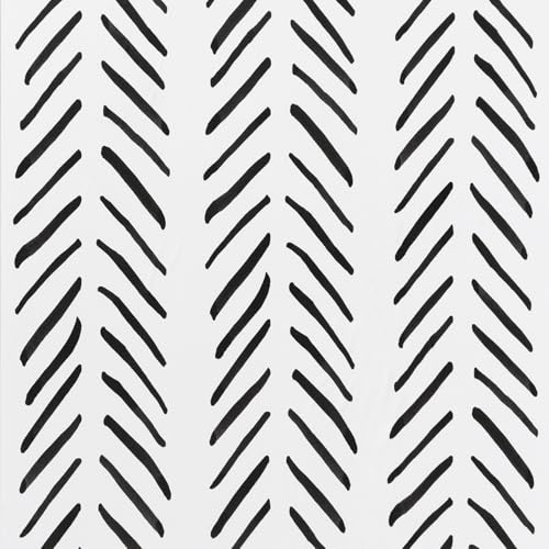 Arthome Noir Blanc Moderne Papier Peint, Géométrique Autocollant Papier Adhesif pour Meuble,Imperméable Amovible Auto Adhésif Film pour Meubles,Bain,Salon,Tiroirs,Noir Blanc Ligne,44cmx10m