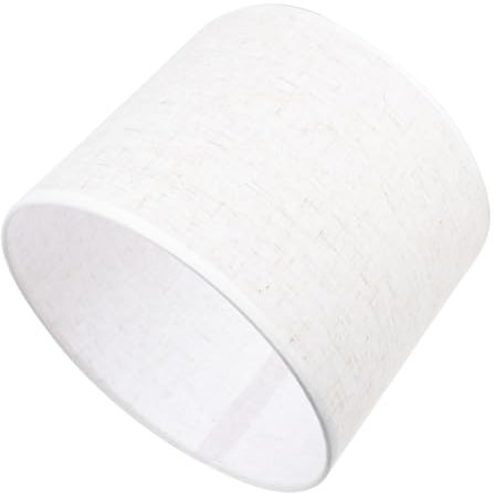 jojofuny Pantalla Cilíndrica De Tela De Lino Cubierta De Lámpara De 22 Cm De Diámetro Base De Hierro Luz Suave Fácil De Limpiar
