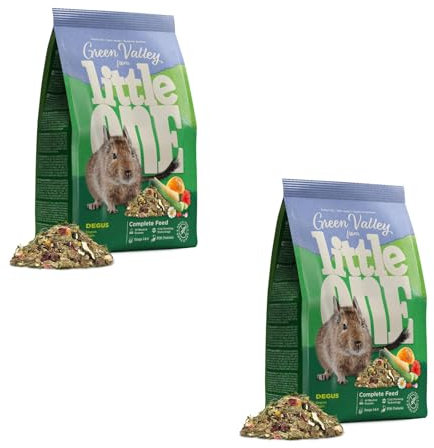 Little One Green Valley Degus Lot de 2 boîtes de 750 g de Nourriture en Fibres pour Animaux de Compagnie composé de 60 Herbes et Herbes différentes