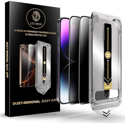 2-Pack | 9H Privacy Tempered Glass Film for iPhone 14 Pro Screen Protector 6.1'' | 28° Anti-Spy | Edge-to-Edge Protection | One-Touch Install with Auto Dust-Elimination Kit & Precision Tool for glass
