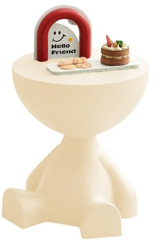 SURFOU Beistelltisch fürs Wohnzimmer, Mini Couchtisch mit Stauraum, Couch Tisch Rund, Beistelltische Tischchen Sofatisch Nachttisch Schlafzimmer Modern Wasserdicht & Langlebig (Beige)