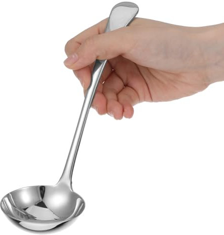 Soup Ladle Small Ladle Silver Small Gravy Stainless Steel Sauce Spoon Sturdy Ergonomic Combo Best Kitchen Supplies for Stirring Portioning Serving Soup Chili Stew Restaurant Home with Long Handle