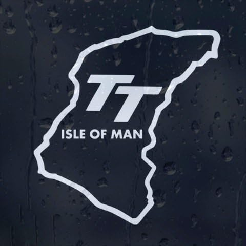 TT Isle of Man Racing Aufkleber, 15 x 14 cm, weißer Vinyl-Aufkleber