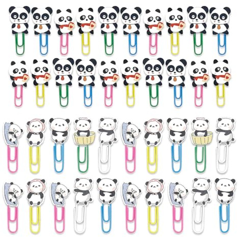 20 Panda -Papierclips Und 20 Panda -Lesezeichen, Cartoon -Tierstifte, Niedliche Panda -Lesezeichen, Kreative Bürovorräte.
