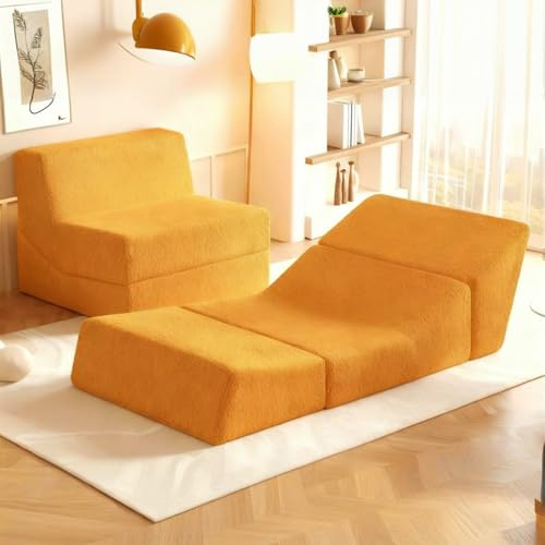 AEVIDKZOP Boneless Sofa, Sofas & Couches, mit schlaffunktion Cloud Couch ecksofa, Bequem XL, Modular, Three Forms of Transformation., Relaxsofa für Wohnzimmer (Orange)