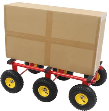 HUOMMGS Transportroller Rollbrett Schwerlast Rollbretter Transport 100 x 56 x 34cm Möbelhund mit 6 Rollen Bis 544KG Möbelroller Professionell Rollwagen Transporthilfe für Logistik, Lager (Rot)
