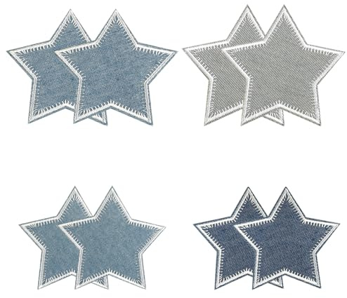 TRKETK 8 Stück Bügelflicken Jeans Flicken zum Aufbügeln Stern Bügelflicken Jeans Bestickte Applikationen Aufnäher Patches zum Verzierungen für Jeans Jacken Kleidung Hüte und Rucksäcke