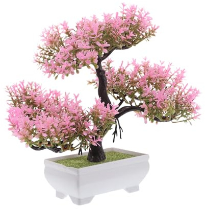 Plastique Décor Réaliste Rose Artificiel, Mini Bonsaï | Fausse Plante Interieur, Entretien Minimal, Design Léger et Portable, Style Moderne Traditionnel