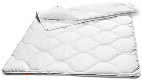 sleepling 190102 Komfort 360 Bettdecke Made in Germany Baumwolle Satin 4-Jahreszeiten 135 x 200 cm, weiß