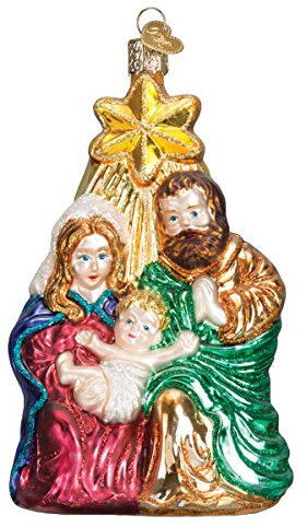 Old World Christmas 10132 Spiritual Gifts Glass Blown Ornaments for Christmas Tree Holy Family with Star