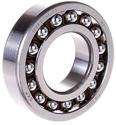 SKF 1207 ETN9/C3 Double Row Self-Aligning Bearing, ABEC 1 Precision, Open, Plastic Cage, C3 Clearance, Metric, 35mm Bore, 72mm OD, 17mm Width