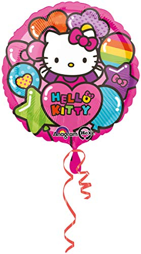 Amscan 2944463 - Standard Folienballon Hello Kitty Regenbogen, Durchmesser 43 cm, Luftballon, Heliumballon, Kindergeburtstag