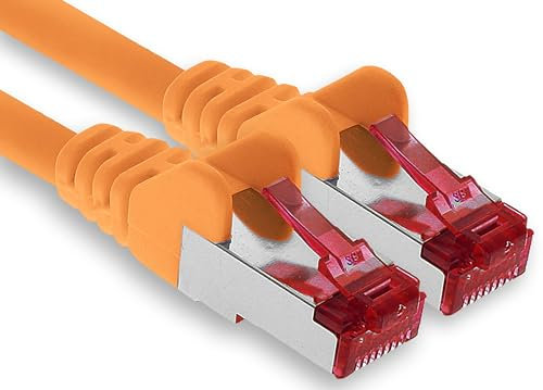 1aTTack.de - 1x 0,25m câble patch CAT6 S/FTP PIMF blindage CAT.6 câble réseau RJ45 câble Ethernet DSL LAN routeur commutateur modem panneau de brassage - orange - 1 pièce
