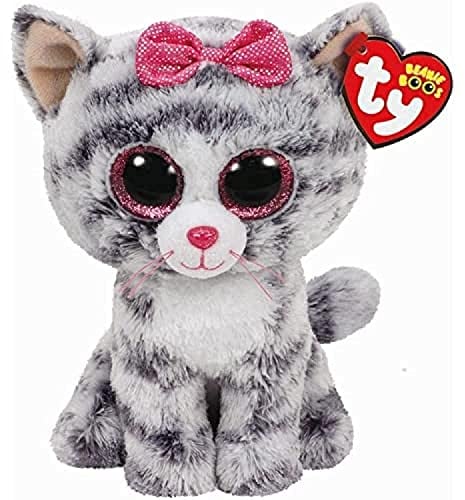 TY 37190 Kiki, Katze mit Glitzeraugen, Beanie Boos, 15cm, grau