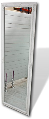 elbmöbel großer Wandspiegel mit barock Holz-Rahmen in der Farbe weiß 187 x 62cm