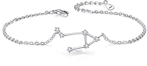 Clearine Armkette Sternzeichen 925 Sterling Silber CZ 12 Sternbild ''Waage'' Einfach Stil Armband für Damen Mädschen