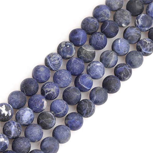 SHGbeads Sodalith-Halbedelstein-Perlen, rund, lose Perlen für Schmuckherstellung, DIY, Handarbeit, Bastelbedarf, 10 mm, matt, Blau, 38,1 cm