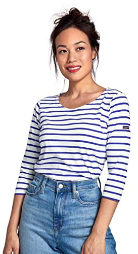 Armor Lux Damen Cap Coz T Shirt, Mehrfarbig (Blanc/Etoile Dw5), L EU (Label: 3)