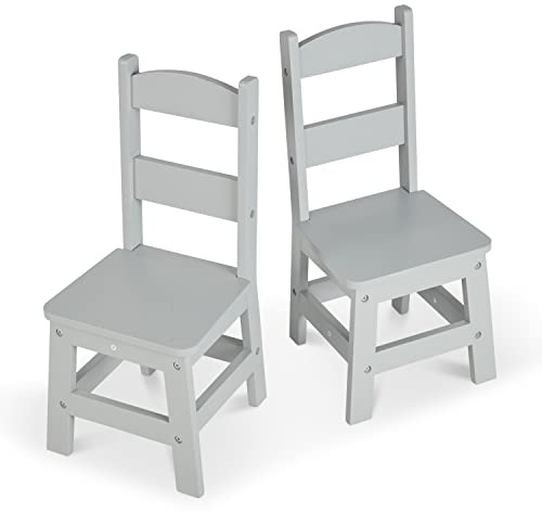 Melissa & Doug Kindermöbel Holzstuhl, 1 Paar, Grau