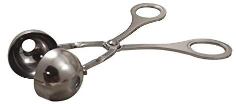 Fackelmann 40921 - Pinzas pequeñas con forma de pulpa de carne, bolas de melón, pescado, arroz, tofu ECC, diámetro 3,5 cm, de acero, Sybaris, (color: plata), cantidad: 1 pieza inoxidable.