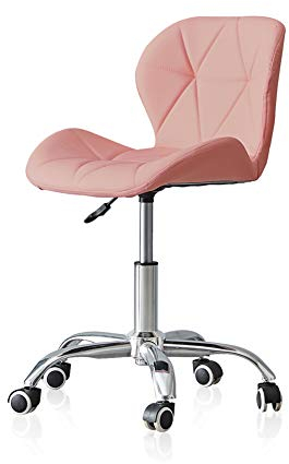 TUKAILAi Sedia Ufficio Girevole 360°in Ecopelle, Sedia da Scrivania Altezza Regolabile Ergonomica con Rotelle, Sedie da Studio per Computer in Metallo Galvanizzato (Rosa)