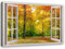 Leinwandbild XXL Herbst Wandbild Kunst Fenster-Illusion Gelb 120x80 cm
