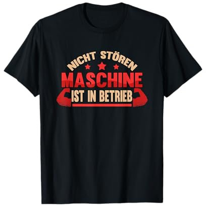 Motivation Kraftsport Bodybuilding Sport Geschenke Lustig Nicht stören Maschine ist in Betrieb Spruch Fitness T-Shirt für Herren, Schwarz, S, Kurzarm, Klassische Passform, Witziger Spruch