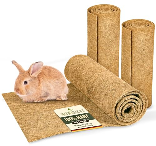 Natursache 40 Nagerteppich aus 100% Hanf, 100 x 50cm I saugstark & staubfrei I Hygienische Bodenabdeckung für Käfige & Laufställe für Kleintiere I Hanfmatten für Nager I Ideal für Gehege & Höhlen