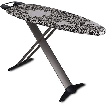 Planche à repasser design pliable TIFFANY en aluminium 130x47 H93cm haute qualité avec repose fer et repose centrale vapeur