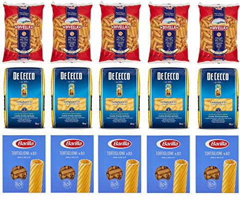 Testpaket Tortiglioni Elicoidali Barilla Divella De Cecco Italienische Kurze Pasta ( 15 x 500g ) Nudeln