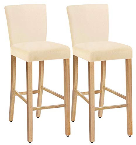 SHILV. HOME Stretch Abnehmbare Waschbare Esszimmerstuhlbezüge, Barhockerbezüge, Barhocker Stuhlbezüge Pub Counter Sitzbezug (Sahne,Set of 2)