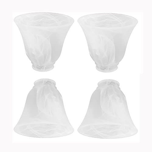 Voguad 4 Pack Ceiling Fan Replacement Glass Shade 2-1/4 inch Fitter, Glass Light Cover White Alabaster Glass Globe for Chandelier, Bathroom Vanity Light Fixture, G0108