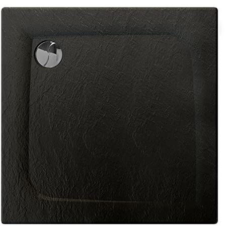 Allibert - Receveur de douche 80 x 80 cm noir mat effet pierre - Mooneo