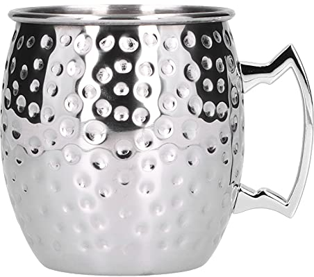 Silberne Kupferbecher, 18,6 Unzen Edelstahl Kaffeebecher Vintage Metall Kaffee Kupferbecher mit Hammerspitze für Zuhause, Büro