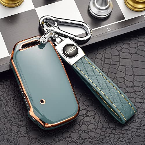 ontto Autoschlüssel Hülle Passt für Kia Sportage Ceed Soul Sorento Cerato Forte NIRO Stinger R GT K5 TPU Schutzhülle Schlüsselhülle Schlüsselanhänger Schutz Etui Schlüsselbox 3 Tasten-Golden Grau