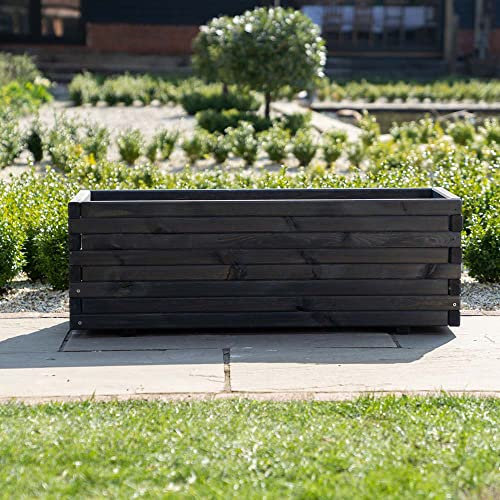 Primrose Pine Raised Flower Bed Plant Pot Outdoor Trough Planter in Grey 200cm