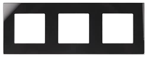 Maclean MCE731B 3-Fach Glasrahmen Panel 228x86mm für Steckdose Modulare Wandsteckdose Unterputzdose Wanddose Einbaudose Unterputz Montage (3-fach Glasrahmen für Steckdose, Schwarz)