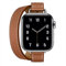 Compatible avec Apple Watch Bracelet 49mm 46mm 45mm 44mm 42mm(Série 10),Cuir Véritable Double Tour Slim Band Femmes pour iWatch Ultra 2 Série 10 9 8 7 6 5 4 3 SE(42/44/45/46/49mm,Or Marron)