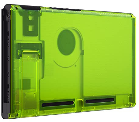 eXtremeRate Clear Lime Green Console Back Plate DIY Replacement Housing Shell Case for Nintendo Switch Console with Kickstand – Console NOT Included