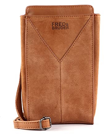 FREDsBRUDER Leder Handytasche Grynn Cellphone Bag Caramel Crunch hellbraun