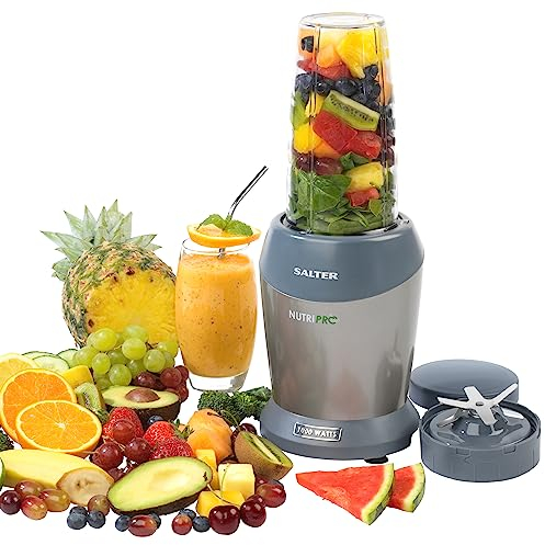 Salter EK2002V5SILVER NutriPro 1000 Multi-Purpose Blender and Smoothie Maker, Multipurpose Blade, One-Touch Operation, Create Delicious Smoothies, Soups and Cocktails, BPA Free, 1 Litre, 1000w