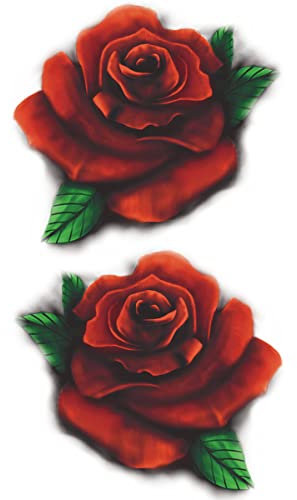 Tatouage Éphémère rose rouge - 1 Feuille de faux tattoos fleur | Bras, épaule, cou, cheville, main, jambe | Rouge | Tatouage temporaire rose rouge, homme, femme, enfant - TATTOO YOUR STYLE