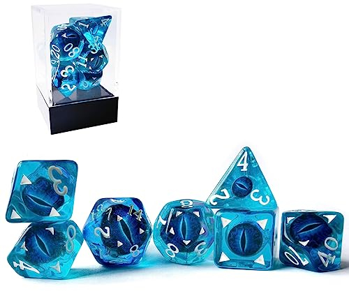 Bescon Drachenauge RPG Würfel Set 7 Stück Drachenauge Polyedrische Würfel Blaues Auge Set