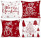 Miaikoe Weihnachtskissenbezüge 50x50 Set von 4 Weihnachtsdekoration Bäume Hirsch Schneemann Frohe Weihnachten Dekorative Urlaub Bauernhaus Kissenbezüge für Urlaub Weihnachtsdekoration (rot)